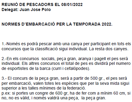 NORMES D’EMBARCACIÓ PER LA TEMPORADA 2022.