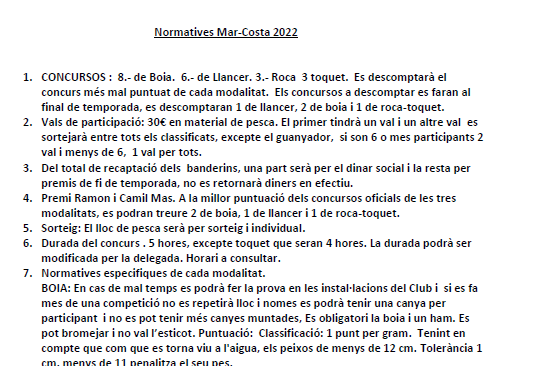 Normatives Mar-Costa 2022