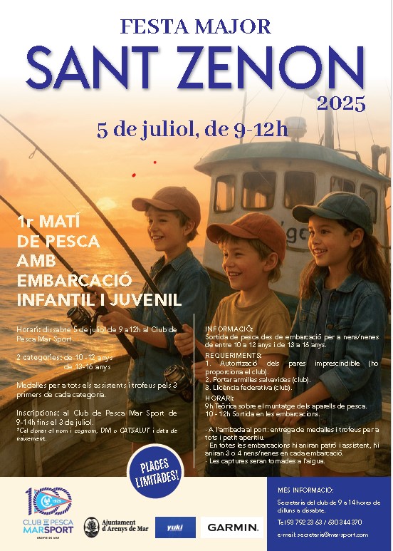 1r MATÍ DE PESCA AMB EMBARCACIÓ INFANTIL I JUVENIL FESTA MAJOR SANT ZENON 2025