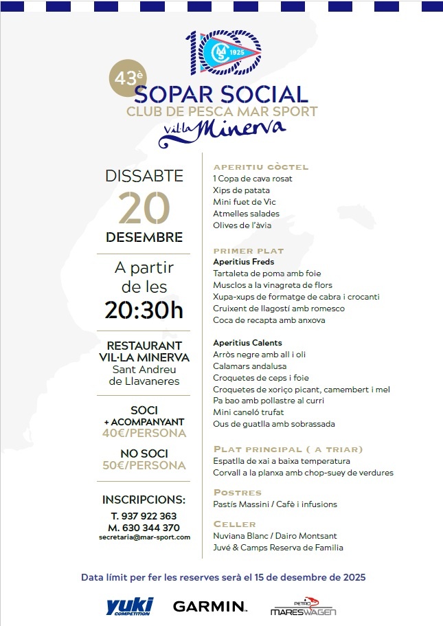 43è SOPAR SOCIAL CLUB DE PESCA MAR SPORT